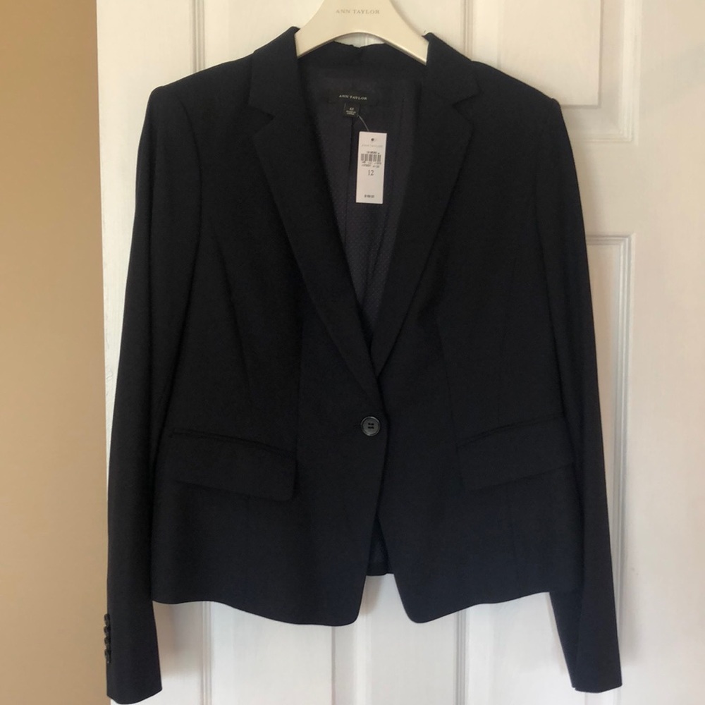 Ann Taylor dark Blue Work Dress Suit Jacket Blazer
